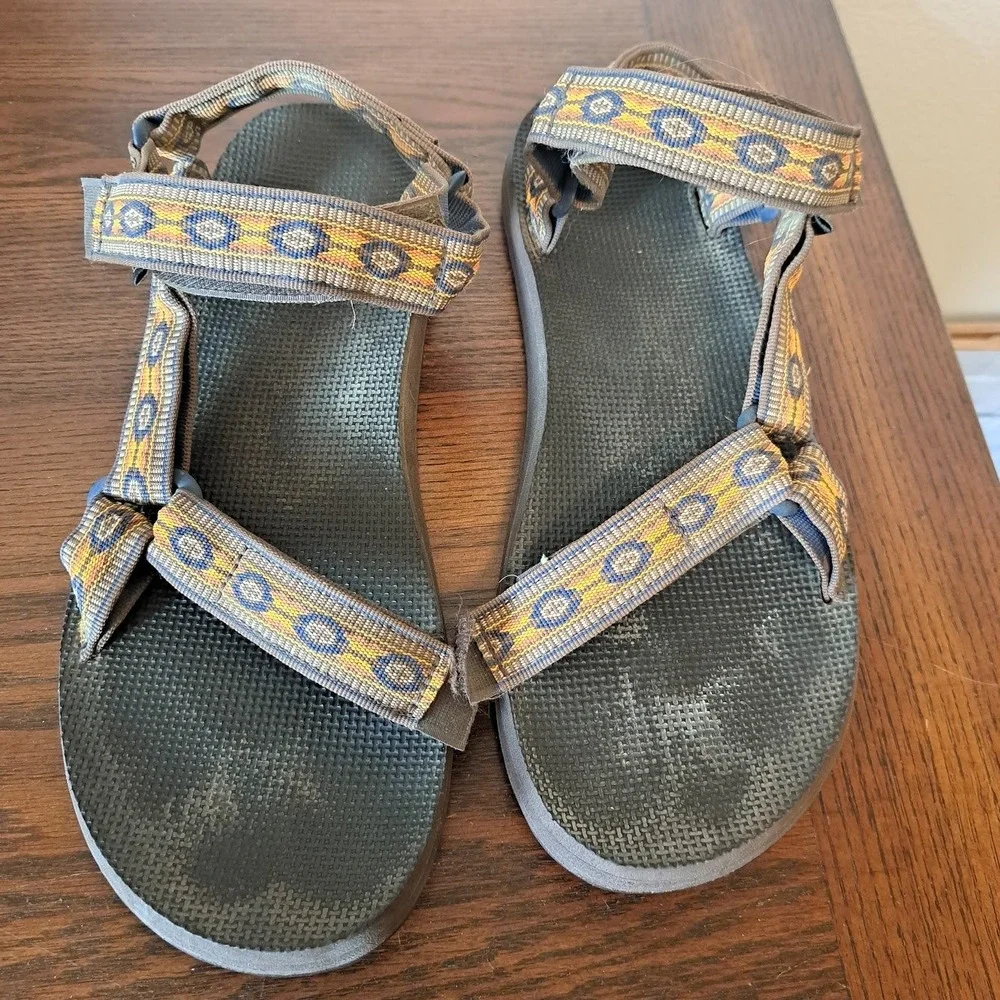 Teva Mens Original Universal Sandal Geometric Pattern Brown Blue 1004006 Size 13